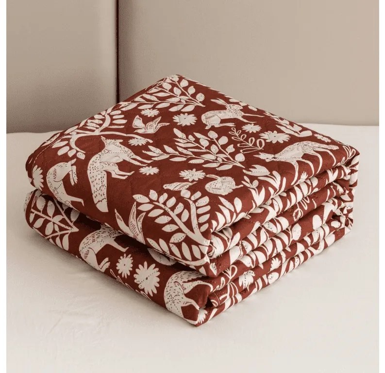 Prehoz na posteľ FOREST ANIMALS, hnedý Rozmer: 170 x 210 cm