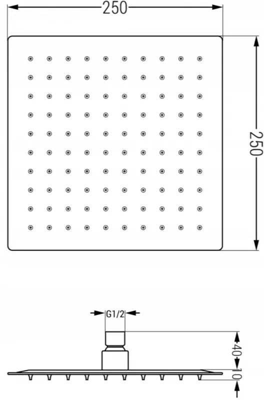 Mexen Cube, podomietková sprchová sada DR02 s dažďovou sprchou 25cm, zlatá, 77502DR0225-50