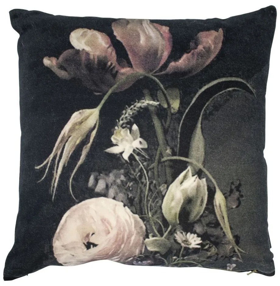 Zamatový vankúš rozkvitnuté kvety Flowers 2 - 45*45*15cm