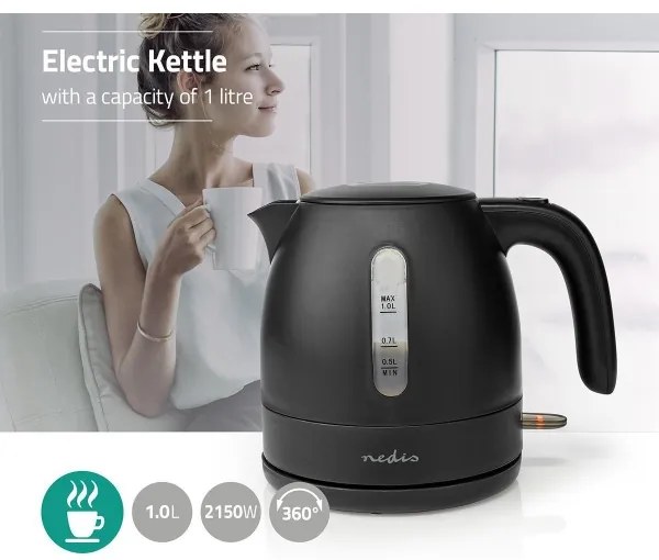 Nedis KAWK300EBK - Rýchlovarná kanvica 1 l 2150W/230V čierna
