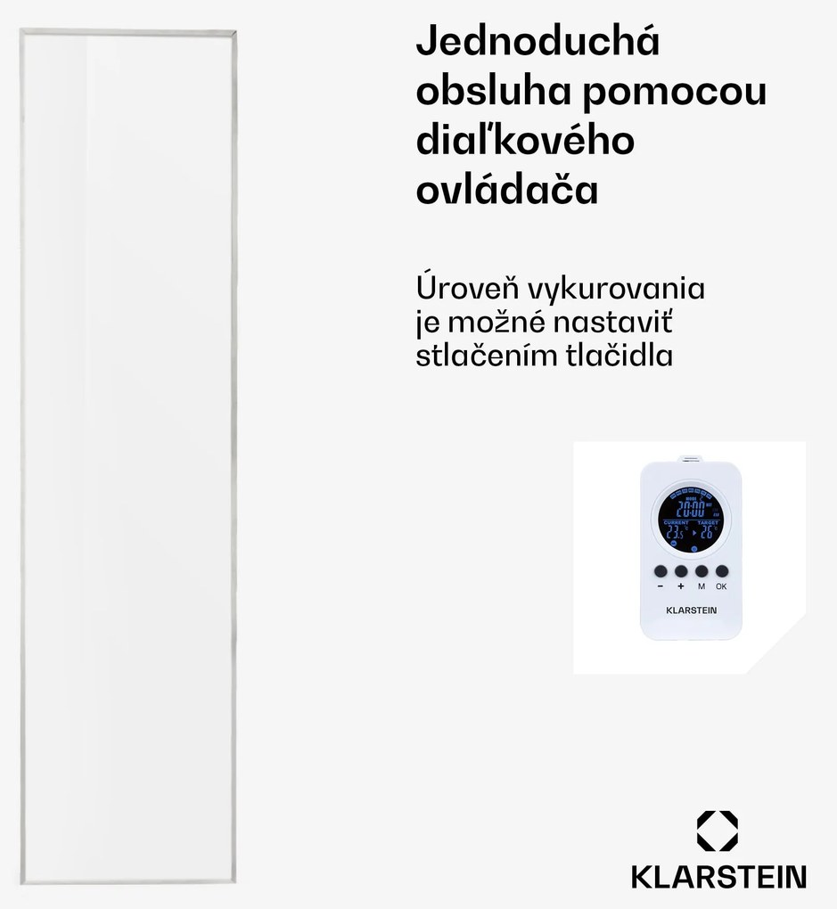Klarstein Wonderwall Air 36, infračervený ohrievač, 120 x 30 cm, 360 W, nástenná montáž, diaľkový ovládač, biely