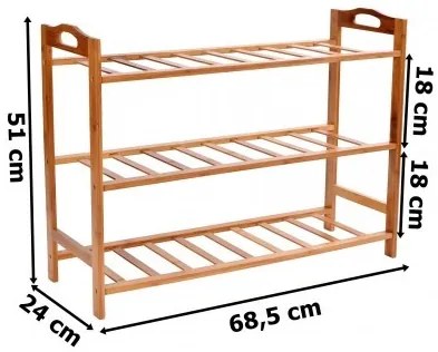 Botník ASTARIA 3 úrovne, bambusový