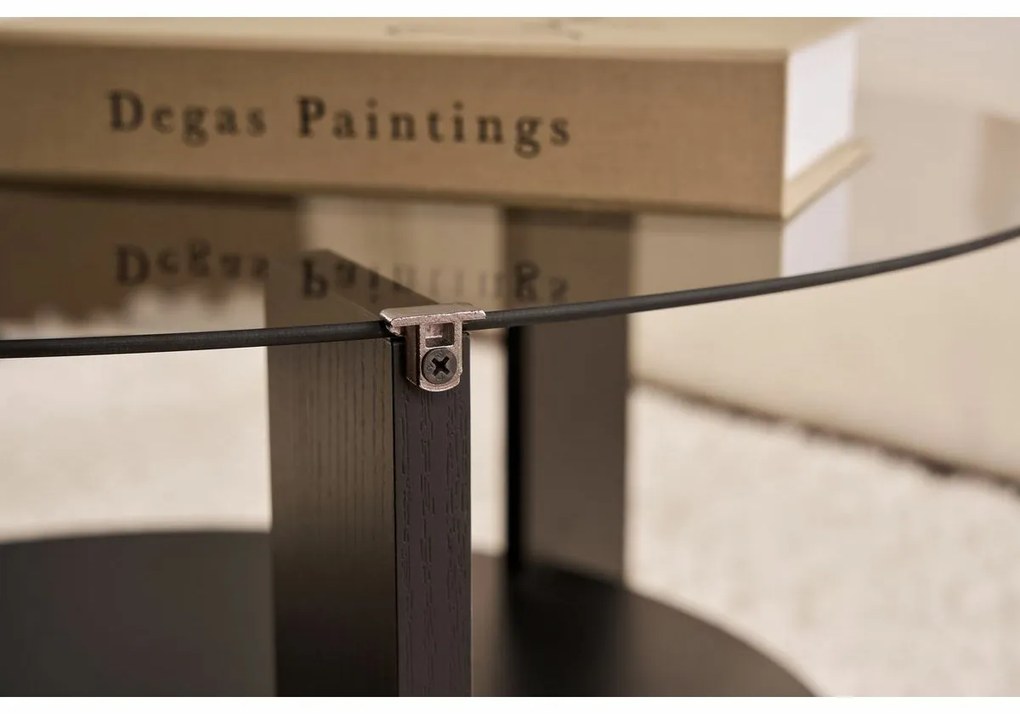 Konferenčný stolík Clara Wood Black s tmavým sklom