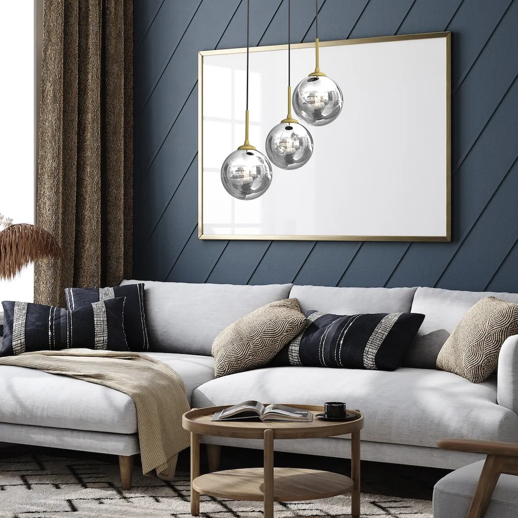 Závesné svietidlo Reflex, 3x grafitové sklenené tienidlo, b/g, o