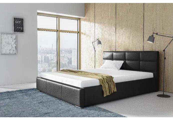 Elegantná posteľ Garret s úložným priertorom čierna eko koža 200 x 200