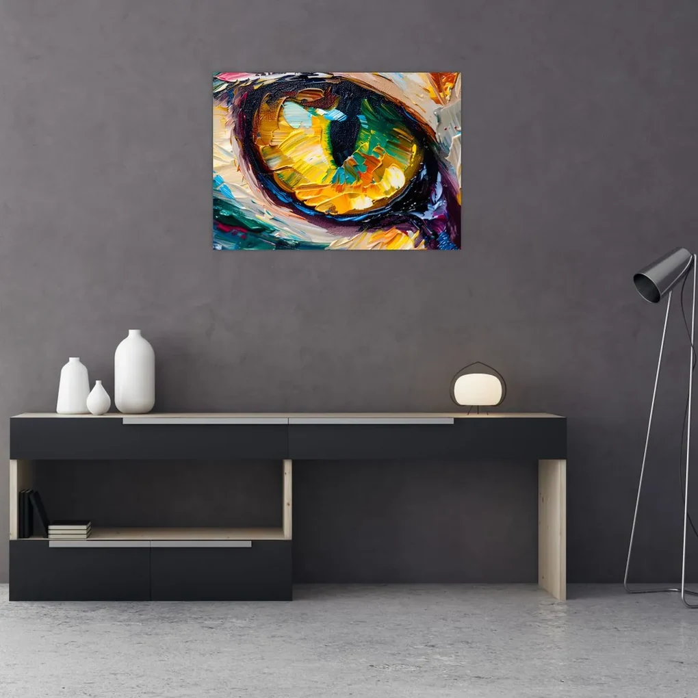 Sklenený obraz - Maľba mačacieho oka (70x50 cm)
