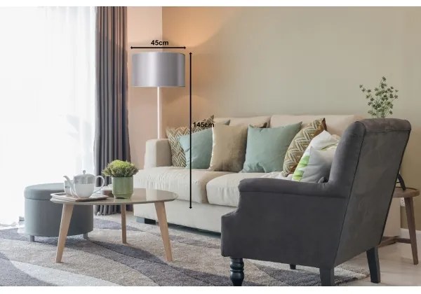 Duolla - Stojací  lampa CANNES 1xE27/15W/230V pr. 45 cm strieborná/biela