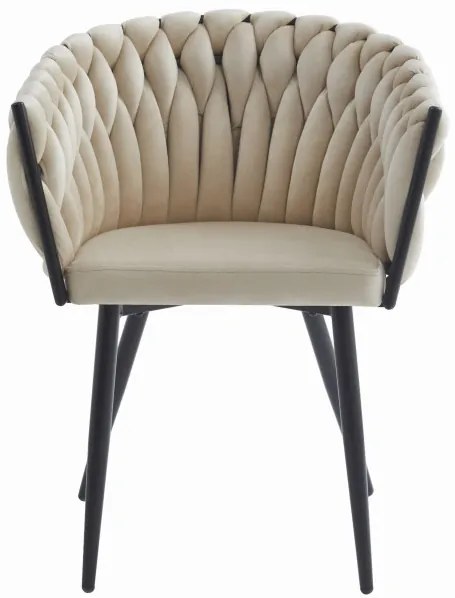 Jedálenská stolička ORION zamatová béžová (čierne nohy)
