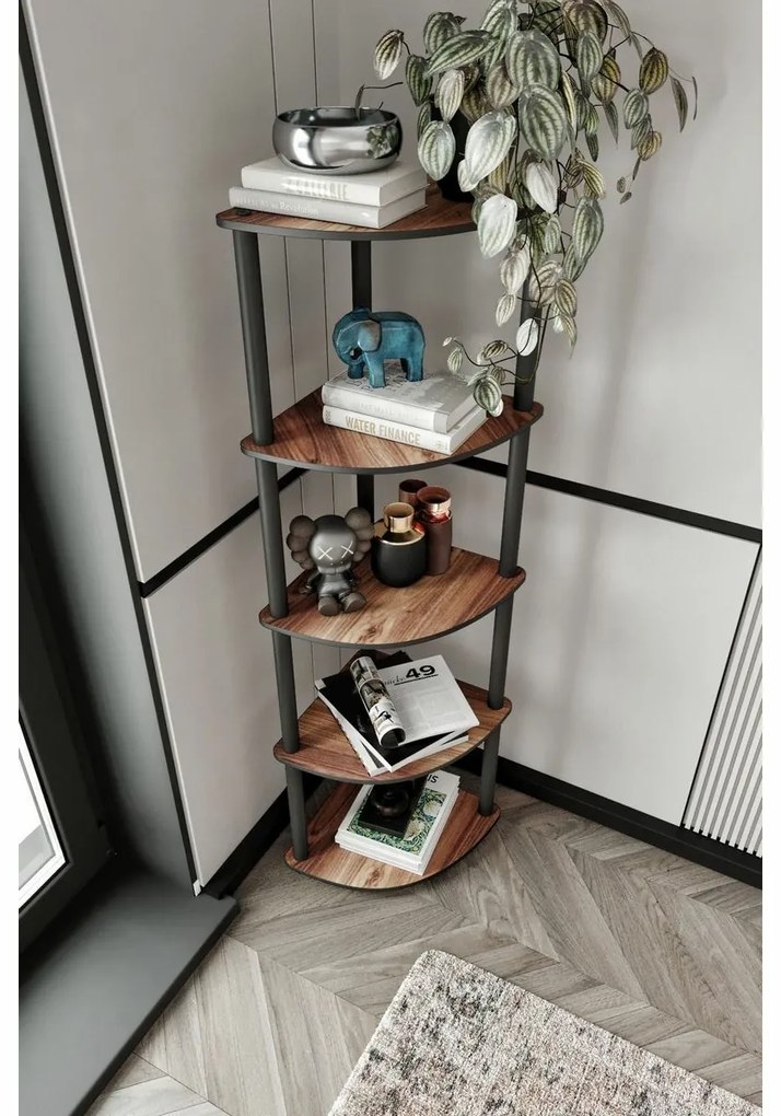 Regál Corner Walnut, 5 polic