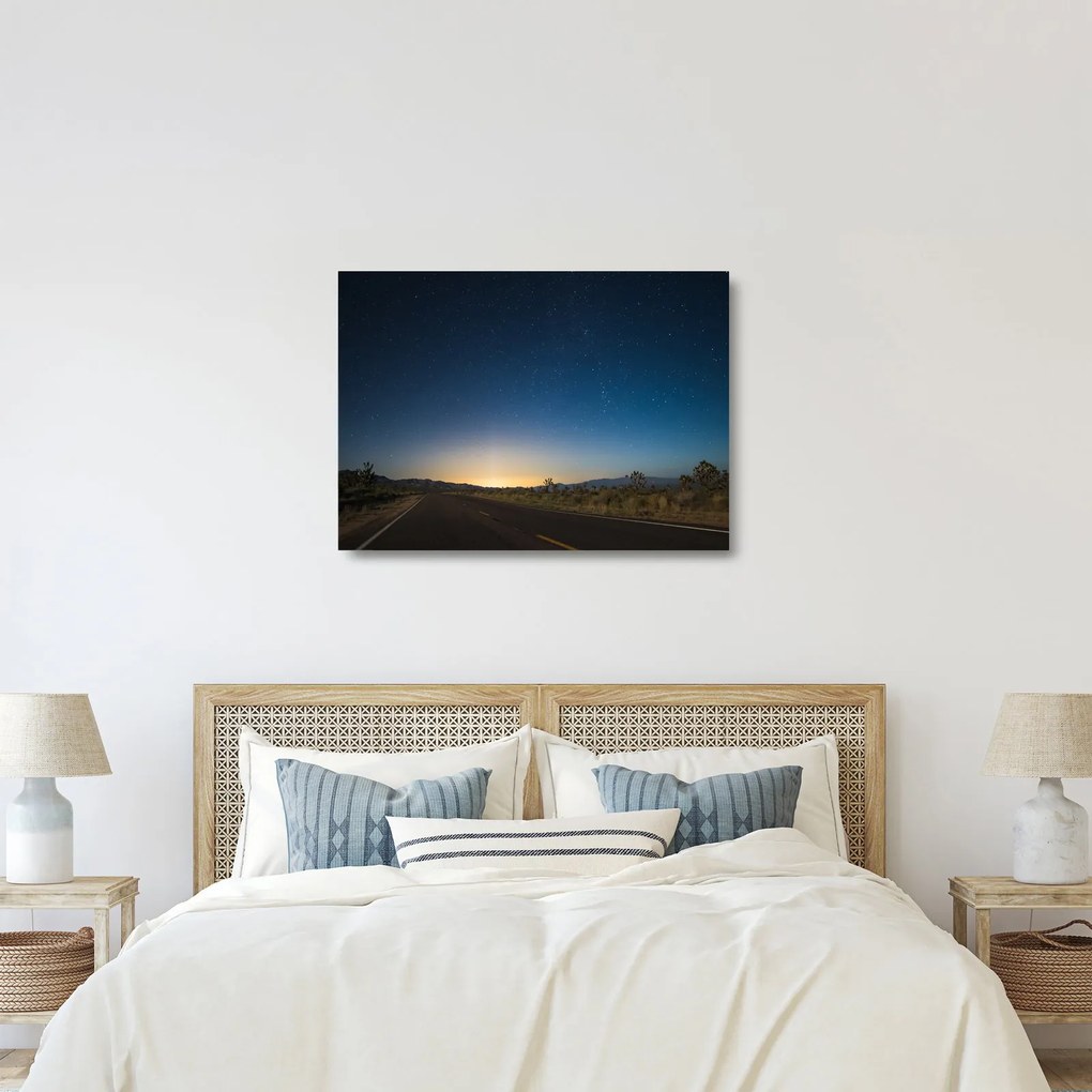 Sklenený obraz - Nočné nebo nad cestou (70x50 cm)