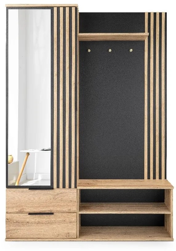 Predsieň LUGO 140 s lamelami | dub wotan/čierna