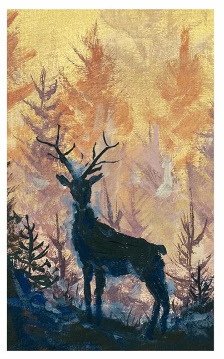 Plagát s paspartou umelecká lesná maľba - 40x60 silver