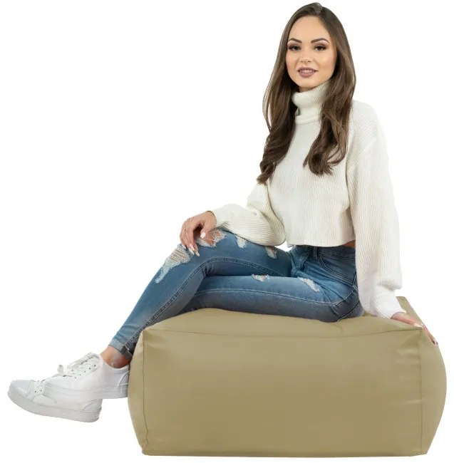 Taburetka béžová kocka ekokoža