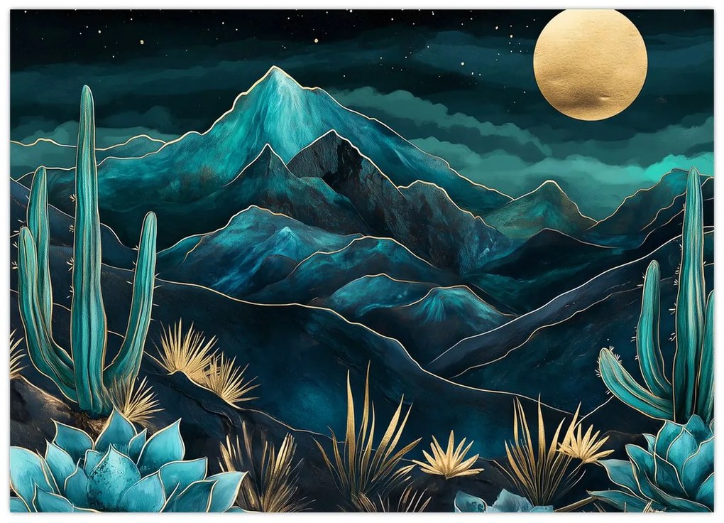 Obraz - Tyrkysová noc (70x50 cm)