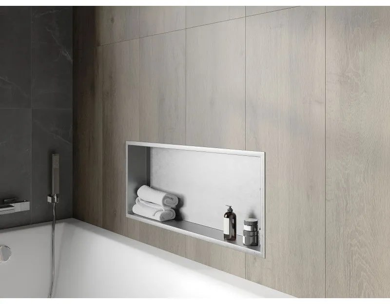 Mexen X-Wall-R, polička na zapustenie na obklad s golierom 75 x 30 cm, oceľová, 1910753010