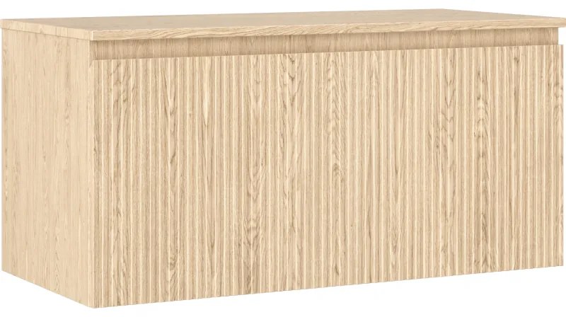 Mexen Rivel, kúpeľňová skrinka 100 cm s hornou časťou, 1 zásuvka, drážkovaná, dub, 91A20-10047-1-BFC81