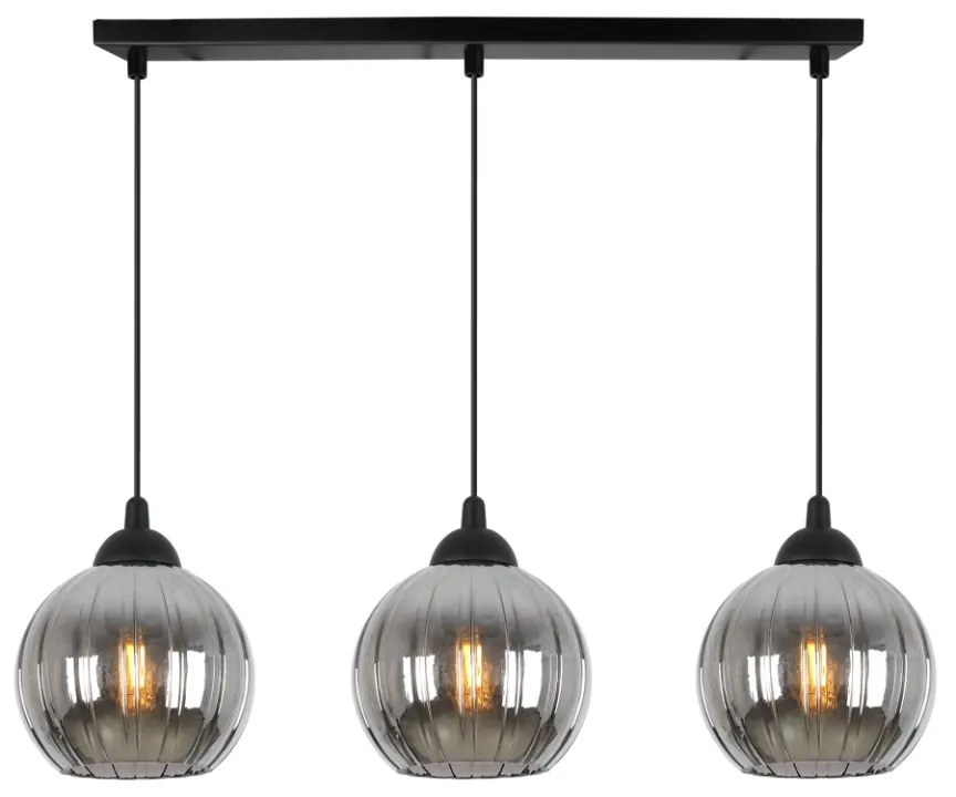 Závesné svietidlo Costa, 3x grafitové sklenené tienidlo, b