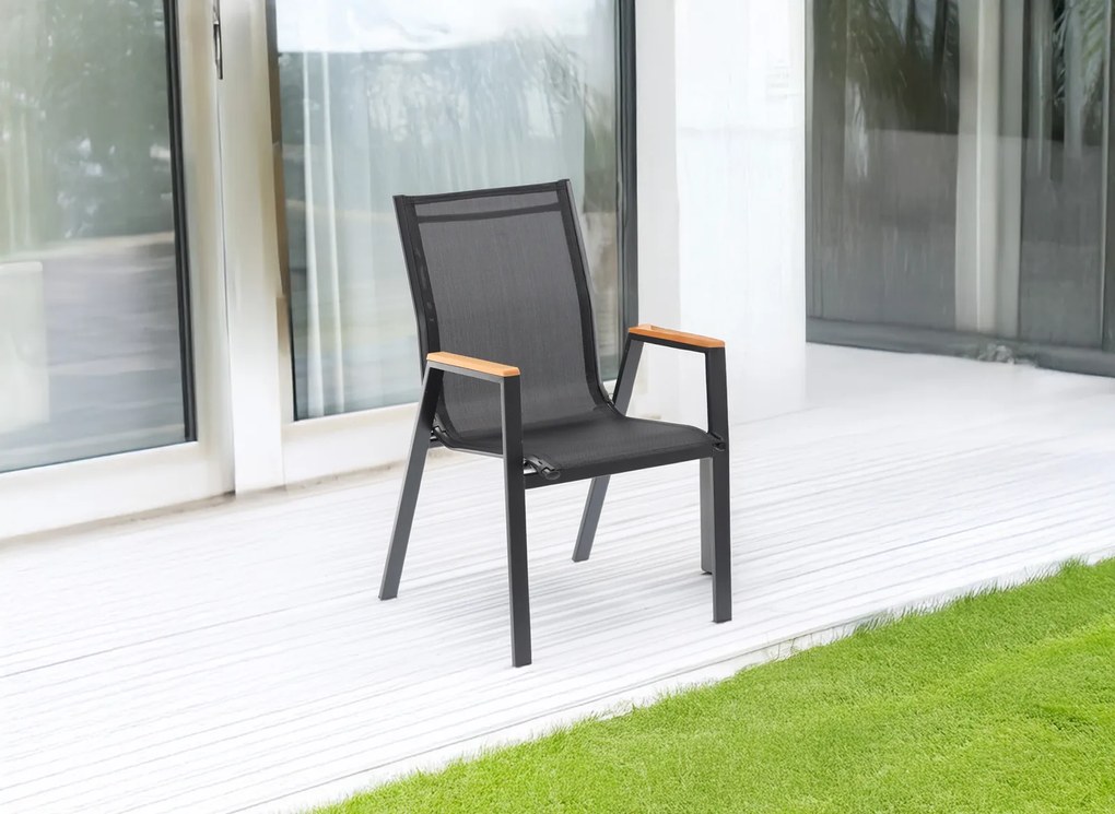 Garden Line POLYWOOD OCELOVÁ ZÁHRADNÁ STOLIČKA 61 x 56 x 90 CM ČIERNA