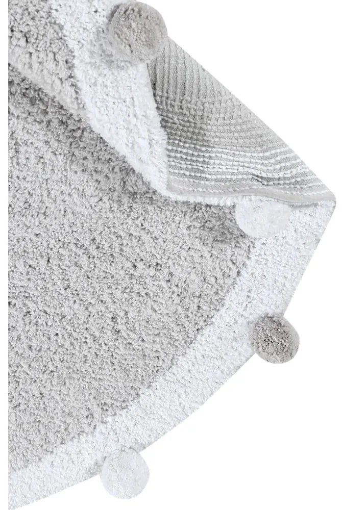 Svetlosivý prateľný ručne tkaný bavlnený detský koberec ø120 cm Bubbly – Lorena Canals