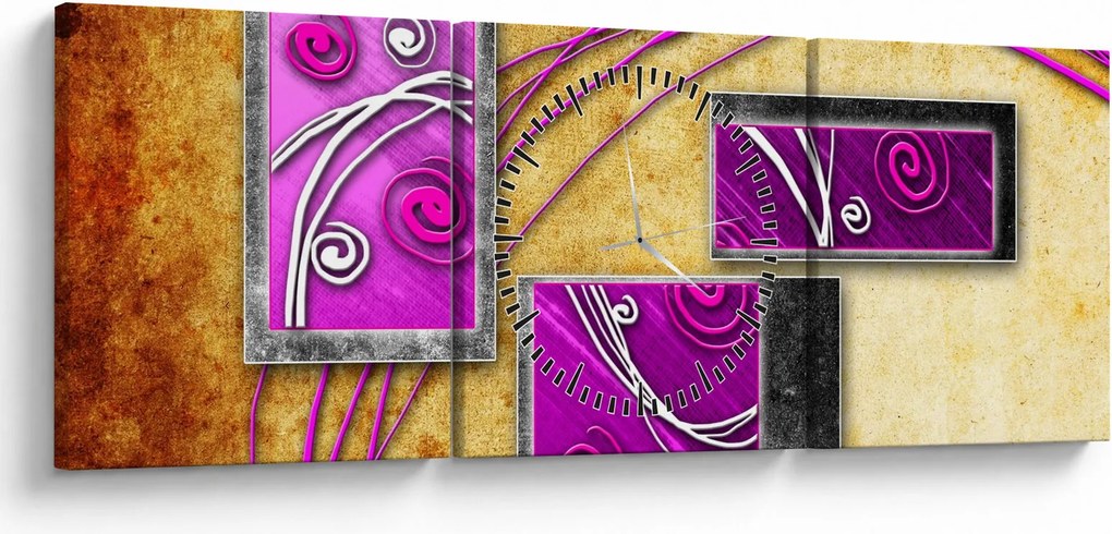 Obraz abstrakcie (s hodinami) (90x30 cm)