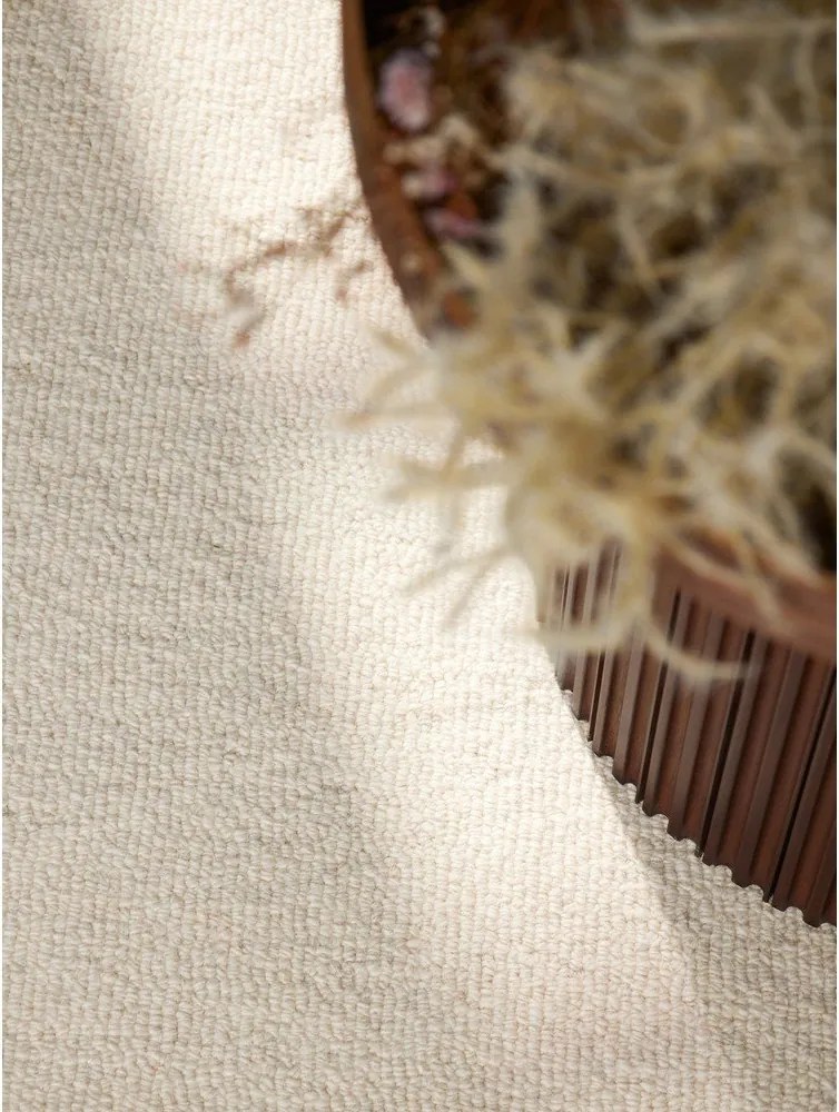 Krémový ručne tkaný vlnený okrúhly koberec ø 200 cm Puristic Knots – Elle Decoration