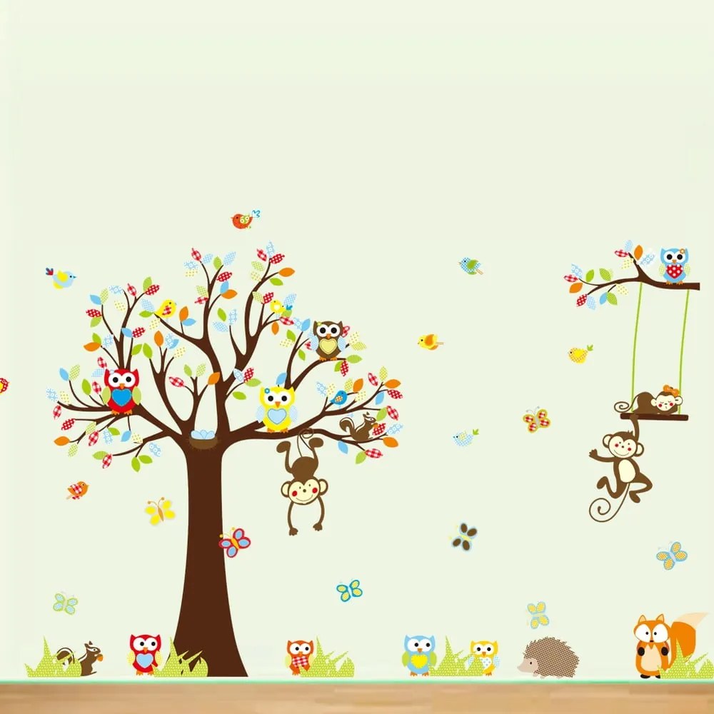 Sada nástenných detských samolepiek Ambiance Cute Monkeys Playing On Trees