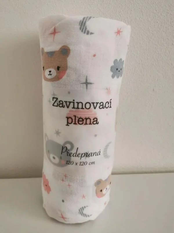 PREM -  PREM Zavinovacia predpraná plienka s potlačou Méďa mráčik Bavlna - předepraná, 120/120 cm