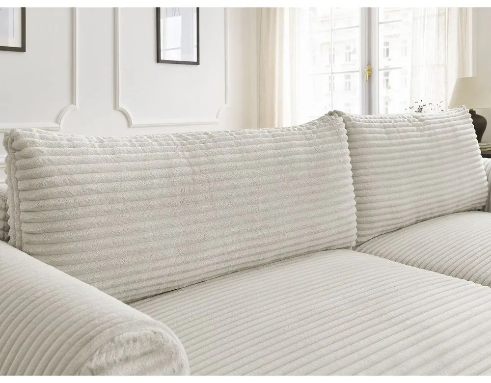 Krémová menčestrová rozkladacia rohová pohovka (pravý roh) Lucien – Bobochic Paris