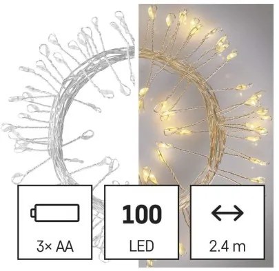 Vánoční LED řetěz Nanos ježek s časovačem 2,4 m teplá bílá