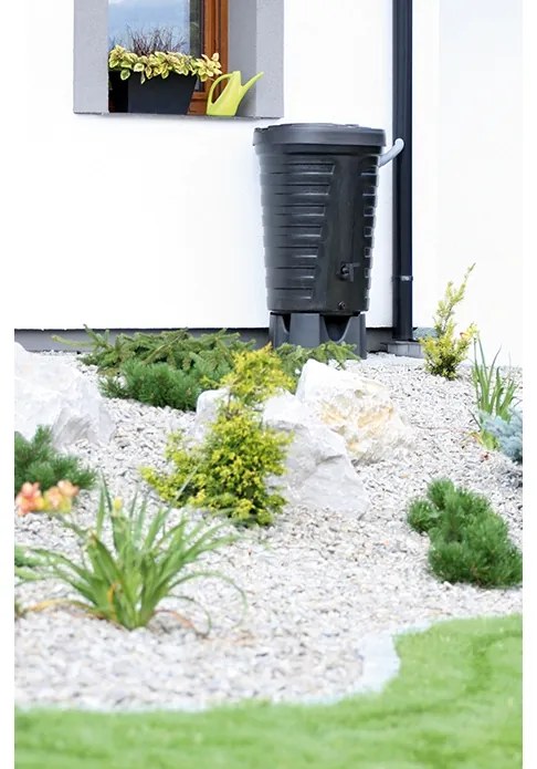 Sud na dažďovú vodu, priemer 64,8 cm, 210 l, čierna