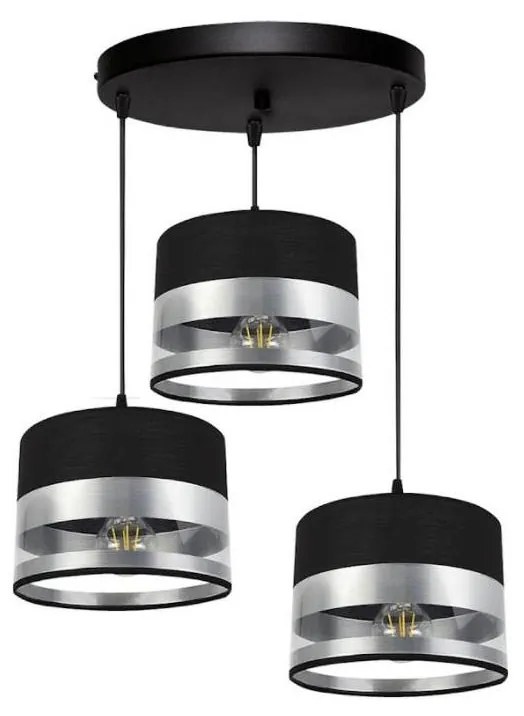 Luster na lanku MILO 3xE27/60W/230V strieborná/čierna