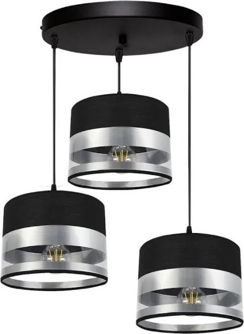 Luster na lanku MILO 3xE27/60W/230V strieborná/čierna