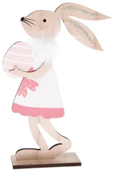 Drevená zajačica -ružová 11x25x4,5 cm