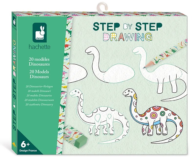 Janod Step by step Kreatívna sada Kreslenie krok za krokom Dinosaury od 6 rokov