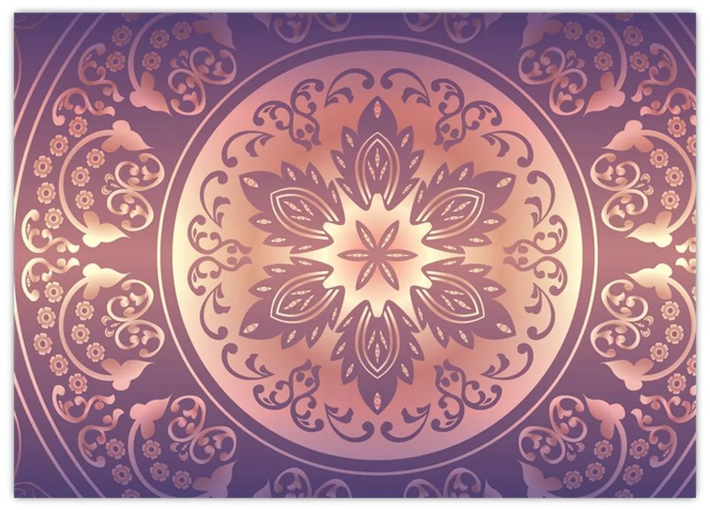 Sklenený obraz - Mandala na fialovom gradiente (70x50 cm)