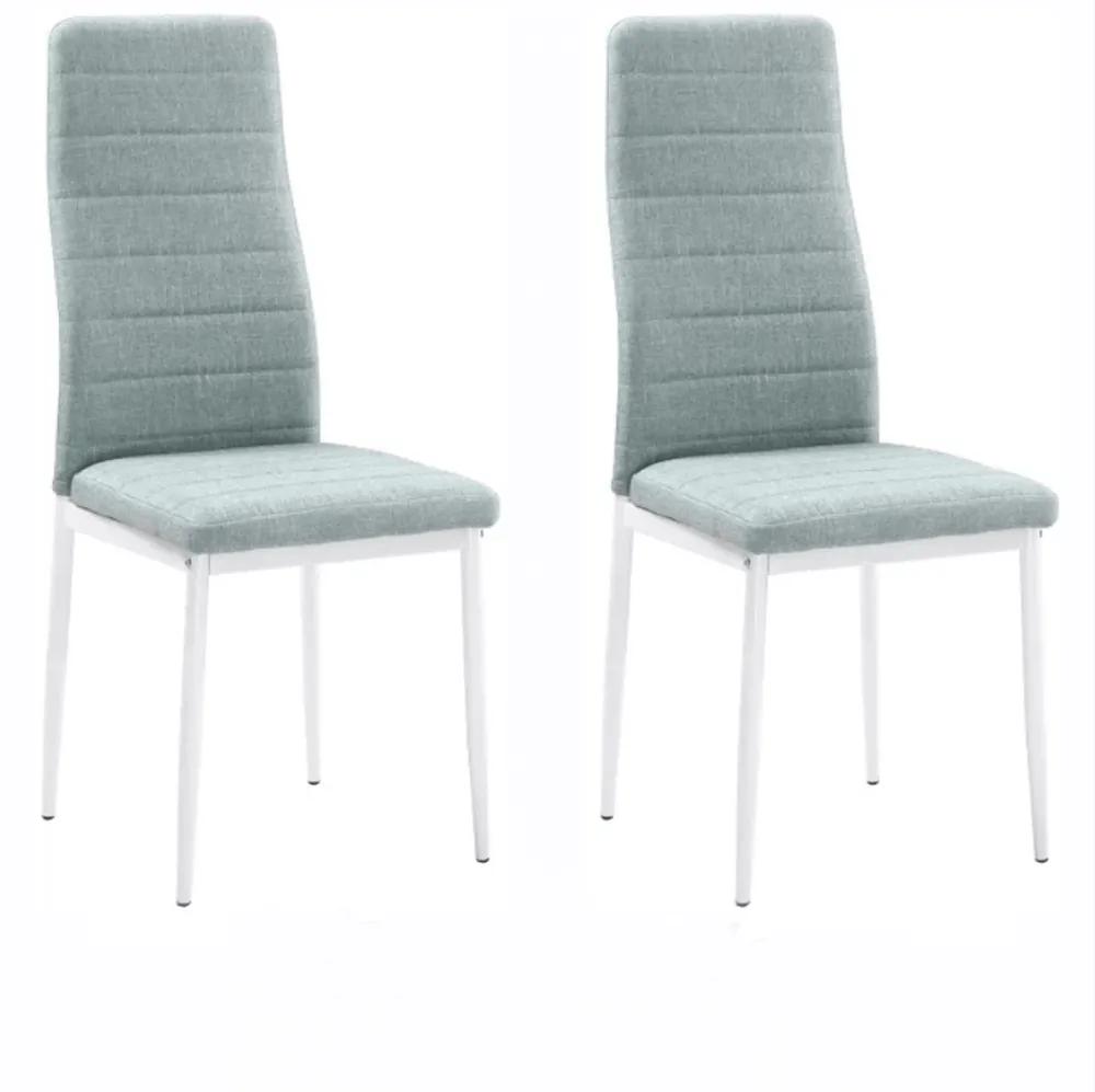2 kusy, stolička, zelená látka/biely kov, COLETA NOVA