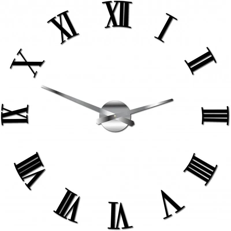 Stylesa - Nalepovacie nástenne hodiny rímske 2D plexi X0083 i čierne