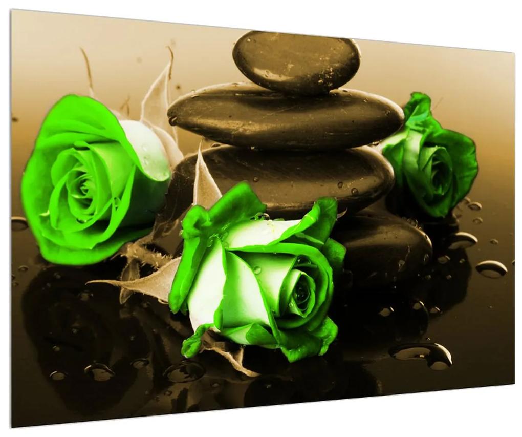 Obraz zelených ruží (90x60 cm)
