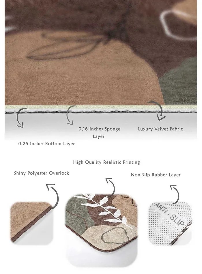 Hnedé zamatové kúpeľňové predložky v súprave 2 ks 60x100 cm Abstract Faces – Mila Home