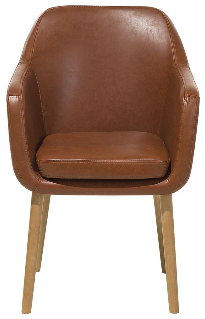 Jedálenská stolička z umelej kože zlatohnedá YORKVILLE Beliani