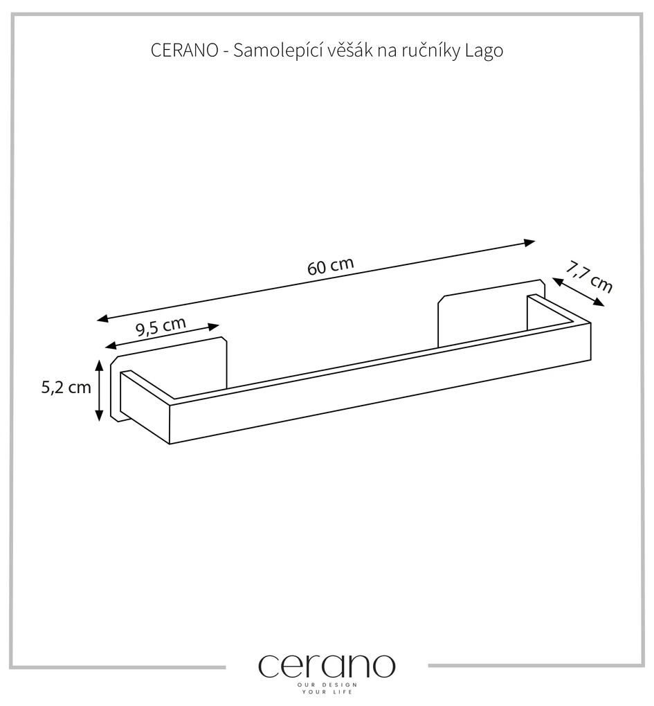 CERANO - Samolepiaci držiak na uteráky Lago - chróm, CER-CER-479389