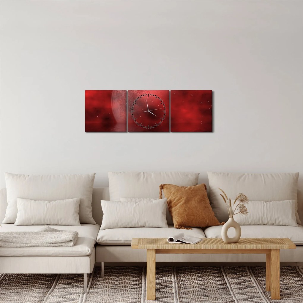 Obraz - Mesiac na hladine (s hodinami) (90x30 cm)