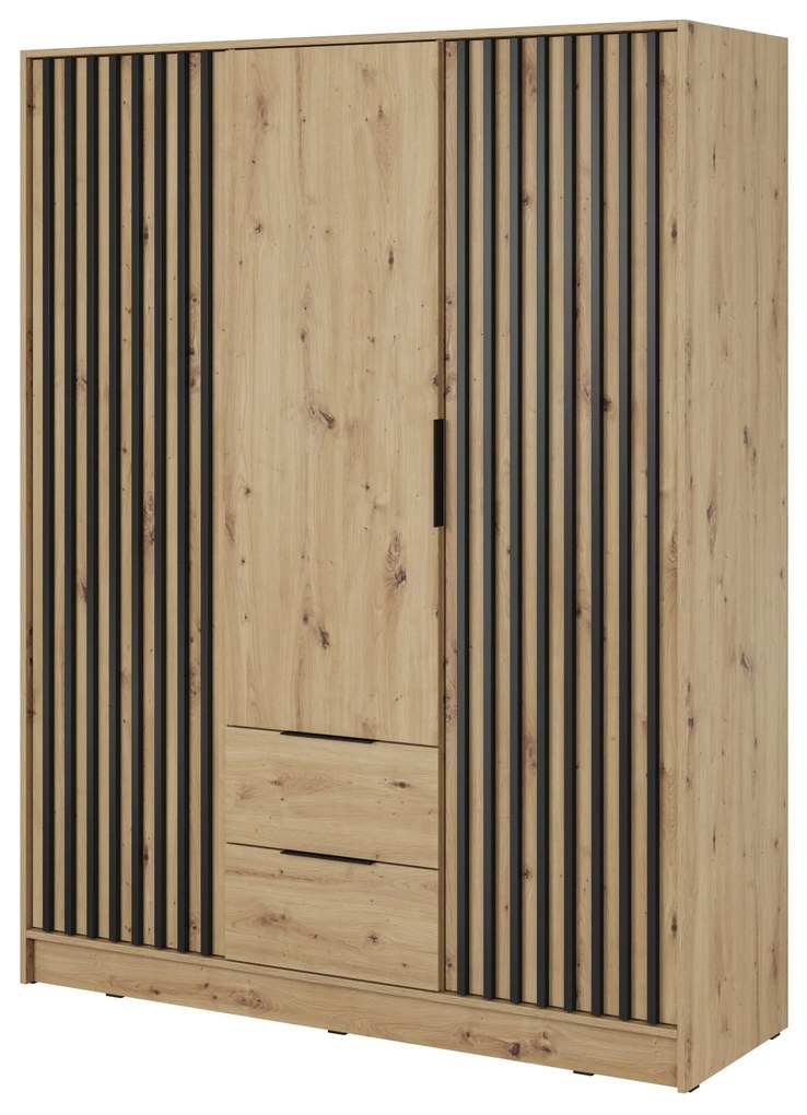 Šatníková skriňa Nelly 155 cm dub artisan/čierna
