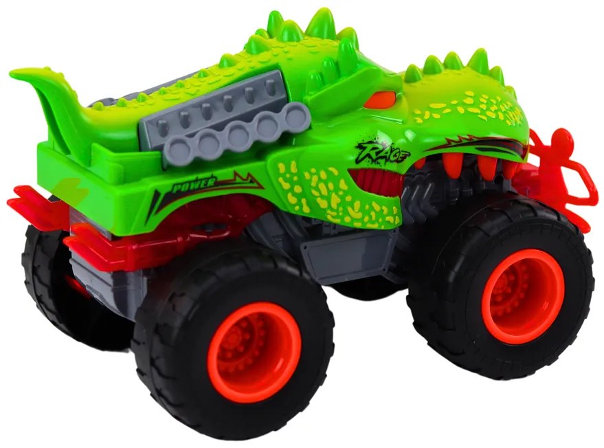 LEAN TOYS Terénne auto Dinosaurus T-Rex, svetlá, zvuky - zelená