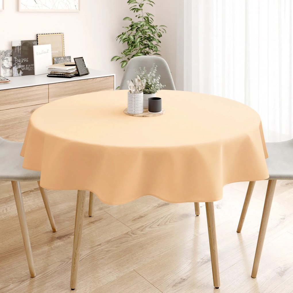 Goldea okrúhly obrus 100% bavlnené plátno - marhuľový Ø 110 cm
