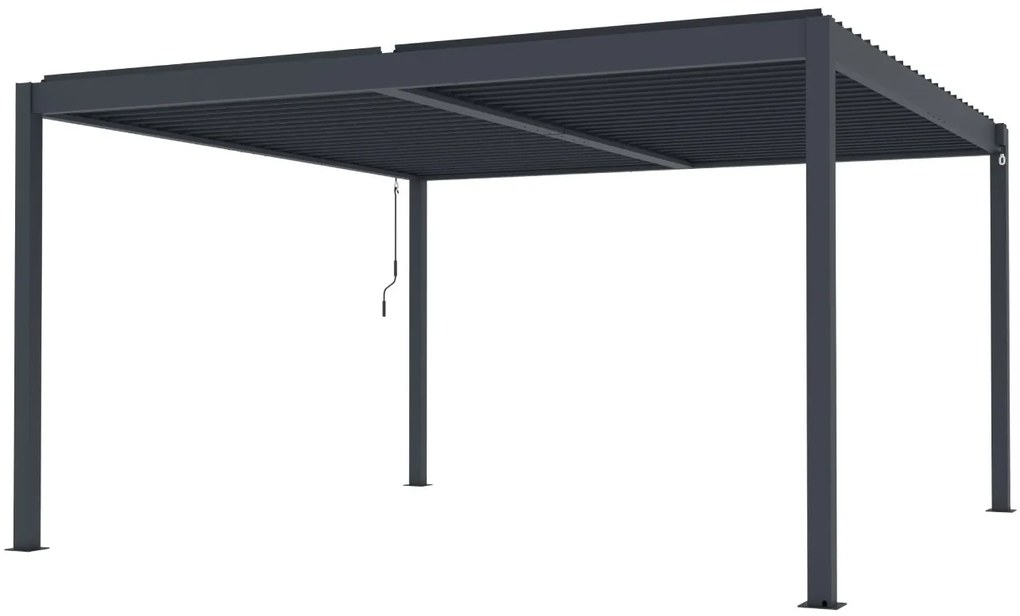 Hliníková bioklimatická pergola s lamelami BestBerg BBP-16G / 4 x 4 m / sivá