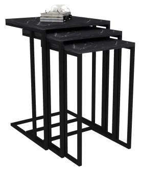 SADA 3x Odkladací stolík čierna