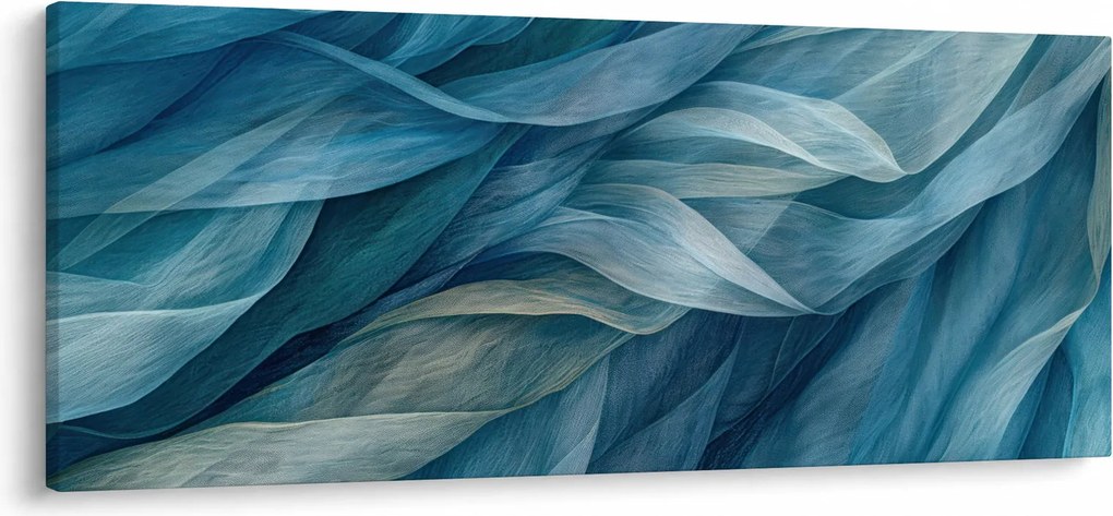 Obraz - Modrobiele vlnky (120x50 cm)
