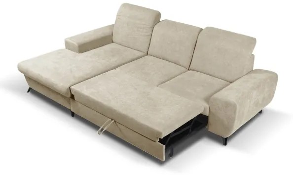 Rozkladacia rohová čalúnená sedacia súprava s úložným priestorom v tvare L ALTA ľavá béžová