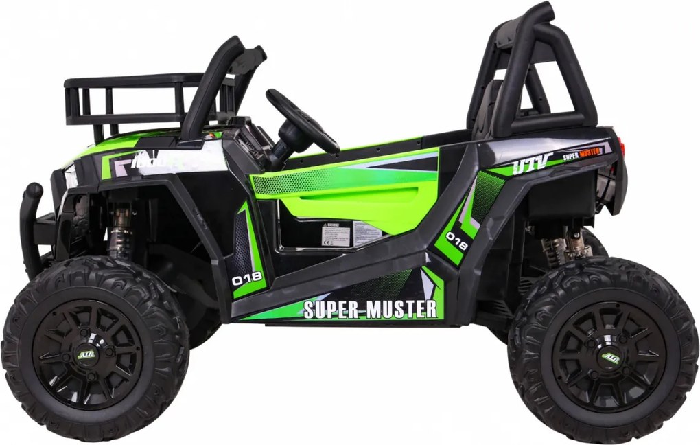 Ramiz Buggy UTV Off-roader pre deti Zelená + diaľkové ovládanie + nosič batožiny + pomalý štart + EVA + MP3 LED